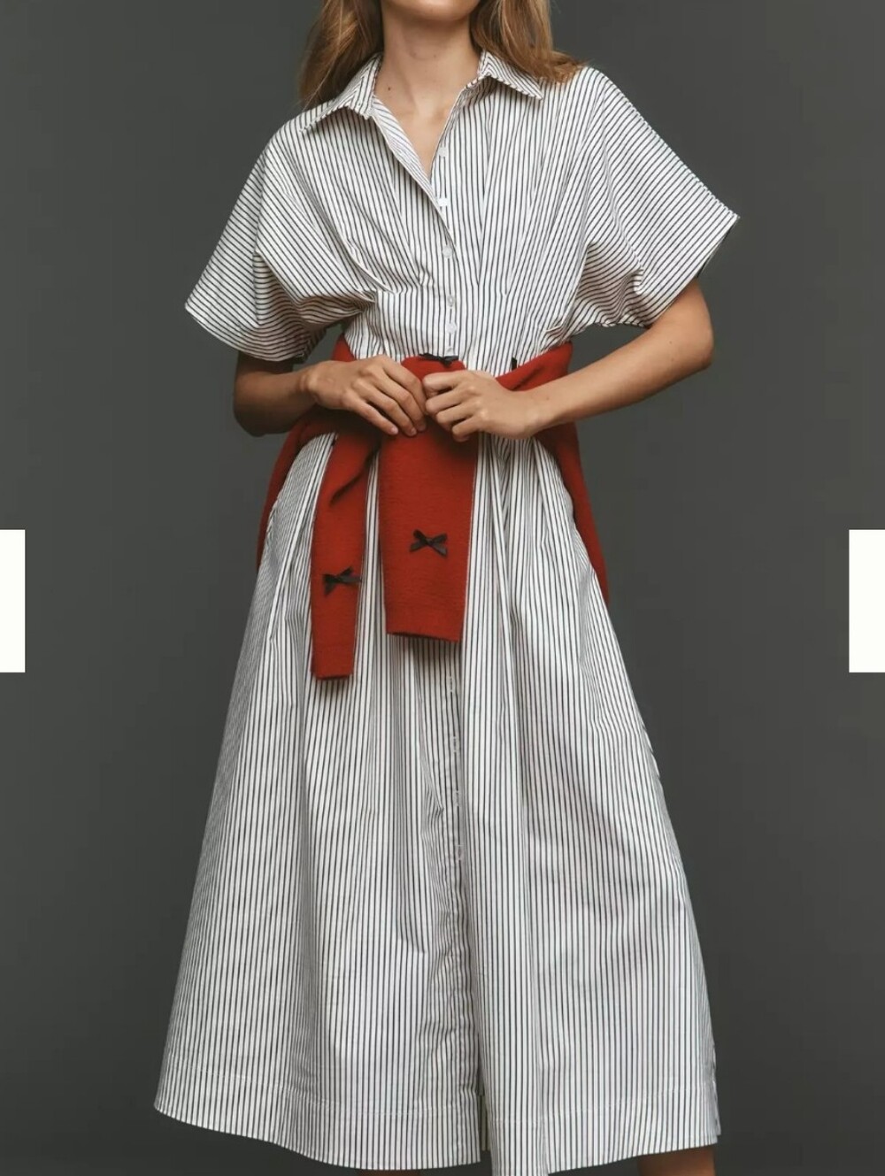Exquise (Anthropologie) "Tobie" Shirtdress - Black/White Stripe (XL)